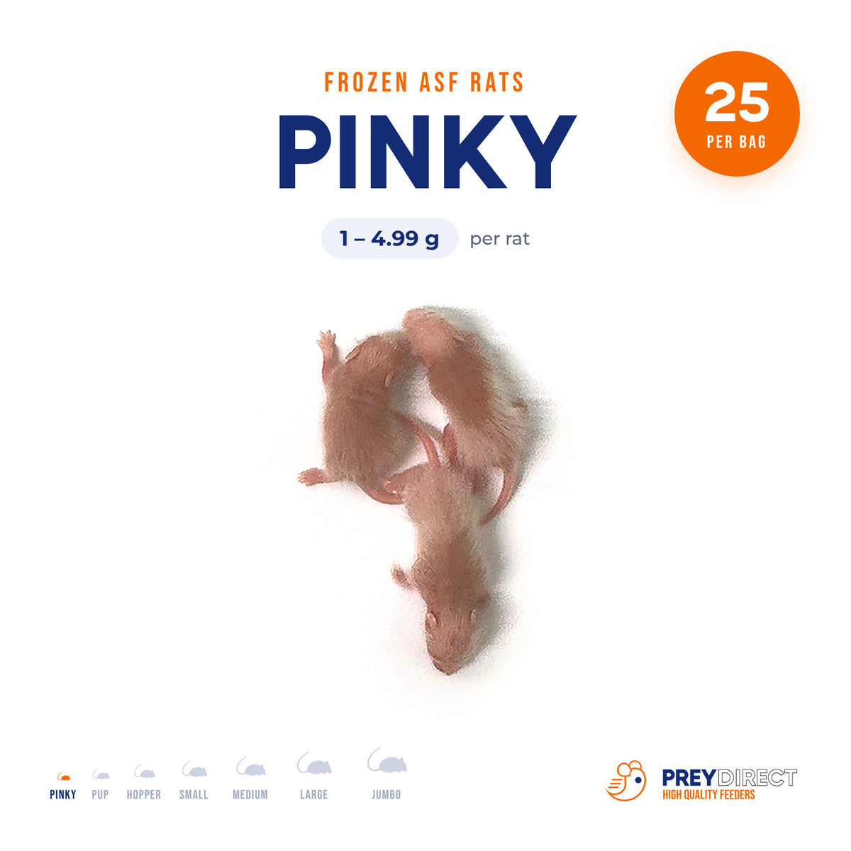 Pinky African Soft Fur Rats (25 Count)